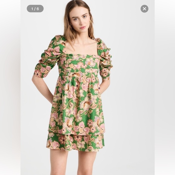 NWOT MISA Kate Dress Kelly Blossoms Cotton Puff Sleeve / Medium - Picture 3 of 13